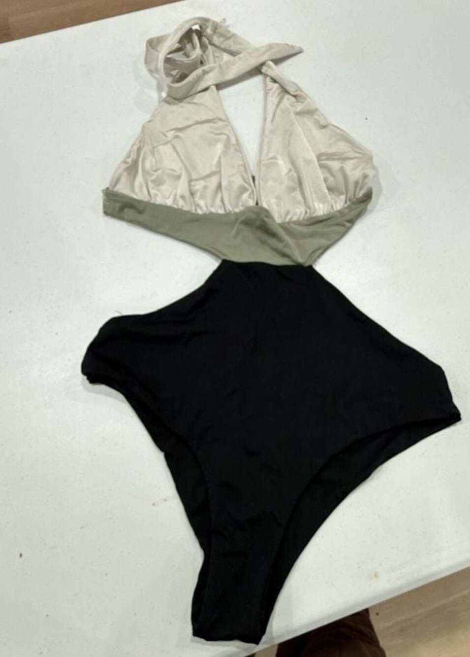 Beach Bunny Swimwear Halter One-Piece Cut-Out Swimsuit with Gold Hardware